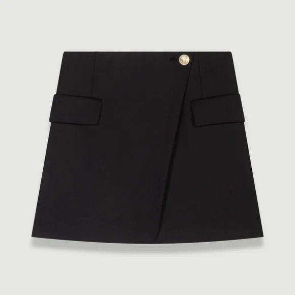 MAJE Asymmetric Wool Wrap Skirt, NWT. Sz L - Picture 2 of 6